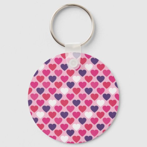 Cute Pink and Purple Hearts Romantic pattern     Keychain