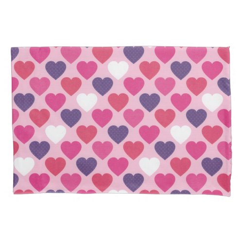 Cute Pink and Purple Hearts Romantic pattern    Pillow Case