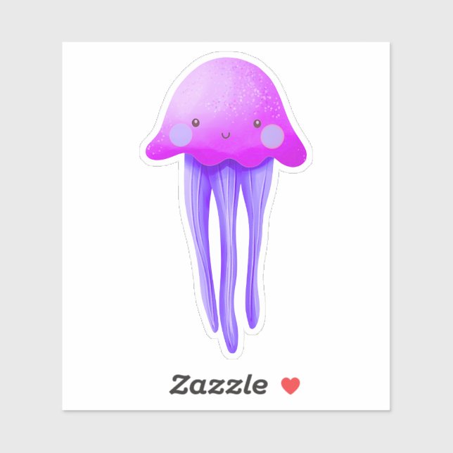 Cute Pink and Purple Jellyfish Sticker (Sheet)