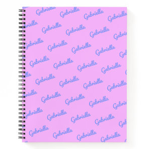 Cute Pink and Purple Personalized Script Name Notebook