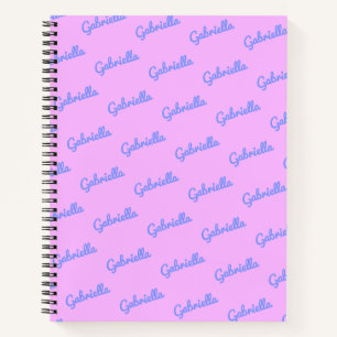 Cute Pink and Purple Personalized Script Name  Notebook