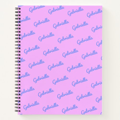 Cute Pink and Purple Personalized Script Name  Notebook