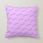 Cute Pink and Purple Personalized Script Name  Throw Pillow<br><div class="desc">This cute throw pillow features a colorful pattern of your name in modern cursive writing in pink and purple.</div>