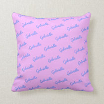 Cute Pink and Purple Personalized Script Name  Throw Pillow