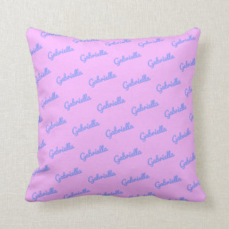 Cute Pink and Purple Personalized Script Name  Throw Pillow