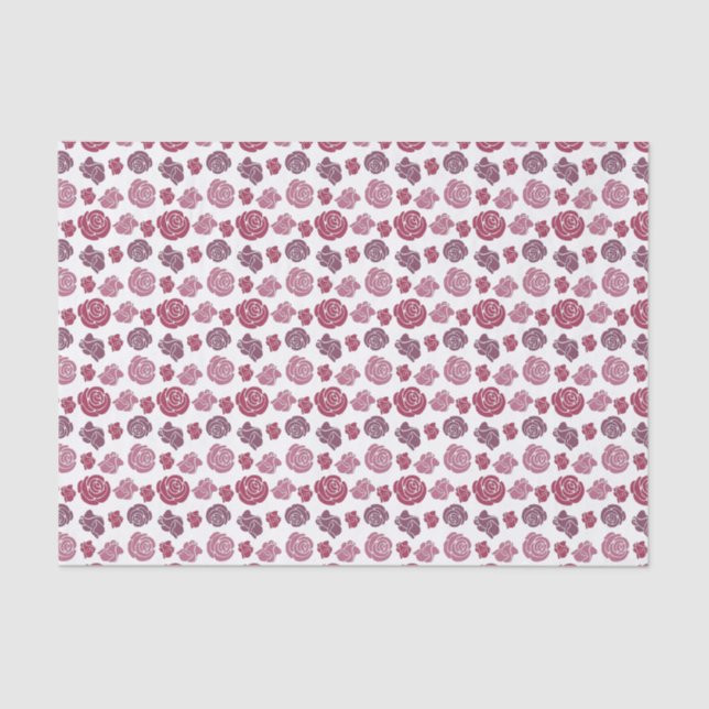 Cute Pink and Purple Roses Pattern Tissue Paper (Front)