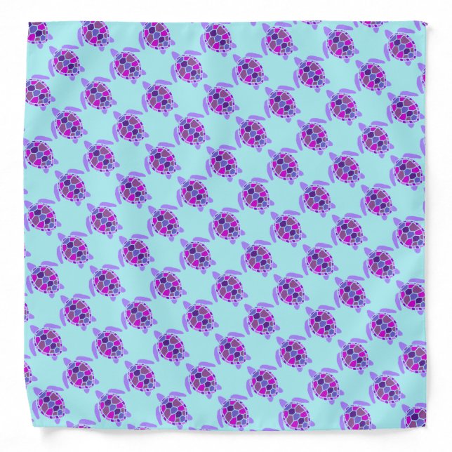 Cute Pink and Purple Sea Turtle Pattern Bandana (Front)