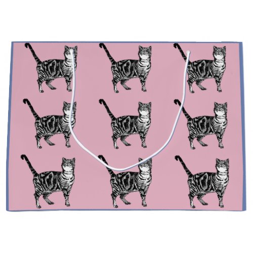 Cute Pink and Purple Tabby Cat Cats Art Gift Bag