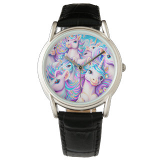 Cute Pink and Purple Unicorns and Rainbows Watch