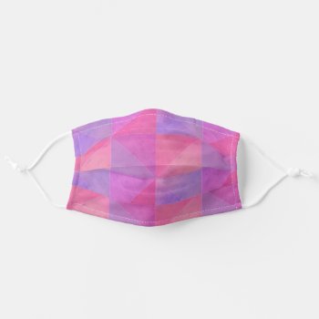 Cute Pink And Purple Watercolor Triangles Pattern Adult Cloth Face Mask by MHDesignStudio at Zazzle
