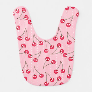 Cute Pink And Red Cherries Pattern Bib