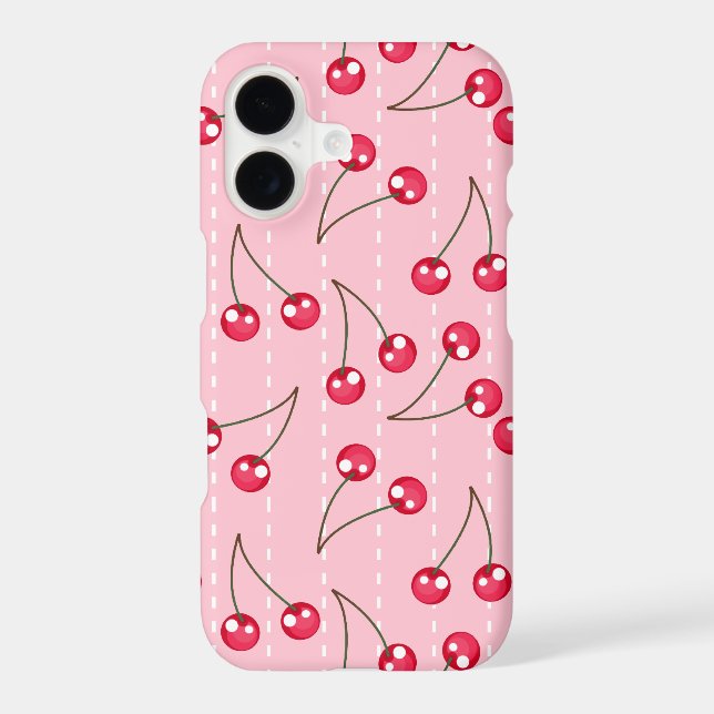 Cute Pink And Red Cherries Pattern Case-Mate iPhone Case (Back)