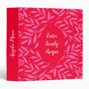 Cute Pink and red foliage pattern 3 Ring Binder