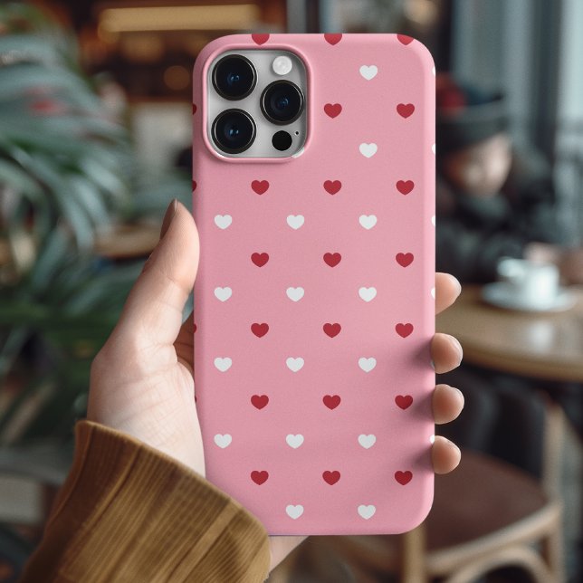 Cute Pink and Red Heart Stylish Valentine's  Case-Mate iPhone Case (Cute Pink and Red Heart Stylish Valentine's Case-Mate iPhone Case)