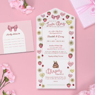 Cute Pink and Red Joint Valentines Day Baby Shower All In One Invitation