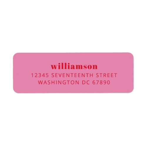 Cute Pink and Red Last Name Return Address Label