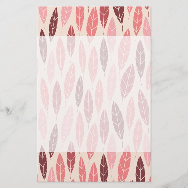 Cute pink and red leaves pattern stationery (Front)