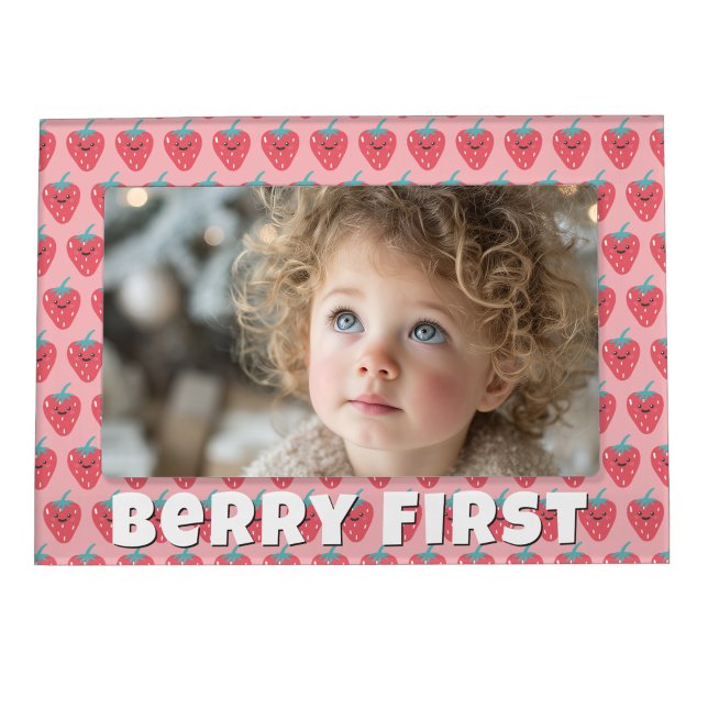 Cute Pink and Red Strawberry Pattern Berry First Magnetic Frame (Cute Pink and Red Strawberry Pattern Berry First Magnetic Frame)
