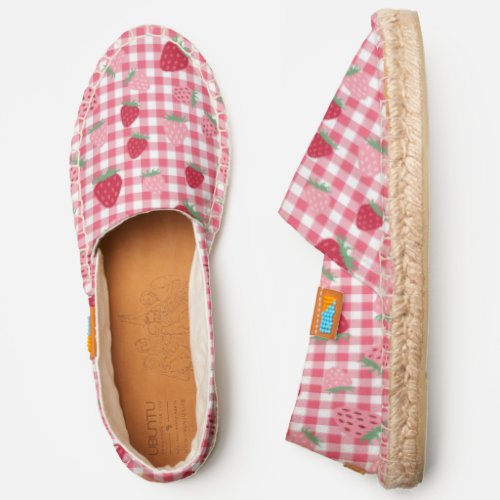 Cute Pink and Red Strawberry Patterned Espadrilles
