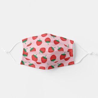 Cute Pink And Red Summer Strawberry Adult Cloth Face Mask