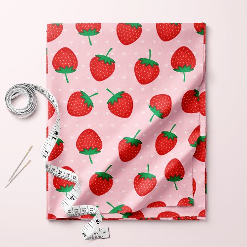 Cute Pink And Red Summer Strawberry Fabric