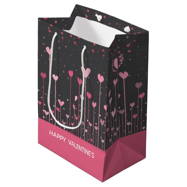 Cute pink and red Valentine's hearts Medium Gift Bag (Front Angled)