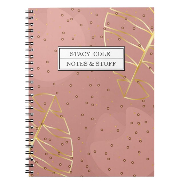 Cute Pink and Rose Gold Name Personalized  Notebook (Front)