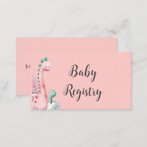Cute Pink and Teal Dinosaurs Baby Girl Registry Business Card