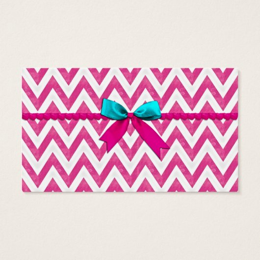 Cute Pink and Teal ZigZag Bow (Back)