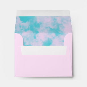 Cute Pink and Tourquise Cloud Sky Design Envelope