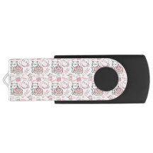 Cute Pink and White Cat Lovers USB 