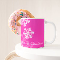 Cute pink and white Christmas snowflakes