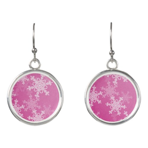 Cute pink and white Christmas snowflakes Earrings