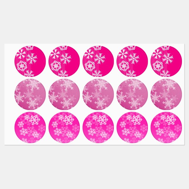 Cute pink and white Christmas snowflakes Kids' Labels (Sheet)