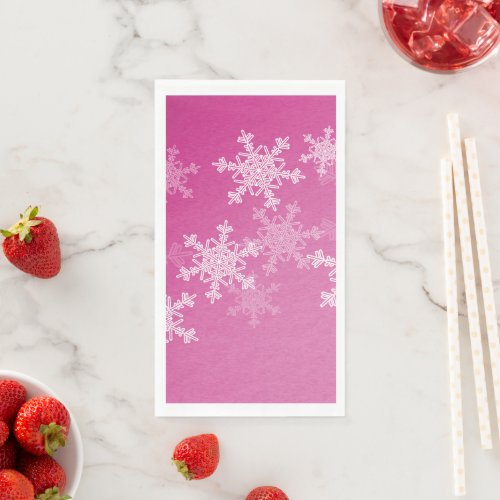 Cute pink and white Christmas snowflakes Paper Guest Towels