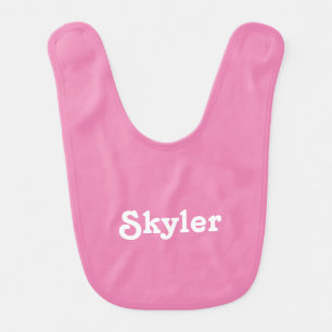 Cute pink and white custom name plain solid color baby bib