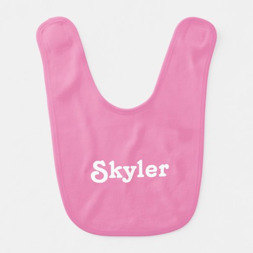 Cute pink and white custom name plain solid color baby bib