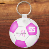 cute pink and white girls' soccer keychain (Back)