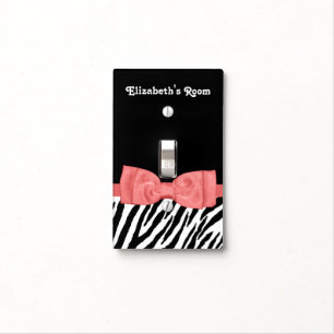 Cute Pink and White Heart Pretty Square Pattern Light Switch Cover