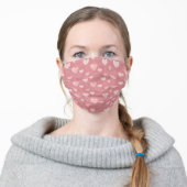 Cute Pink and White Heart Share Love, Not Virus Adult Cloth Face Mask (Worn)