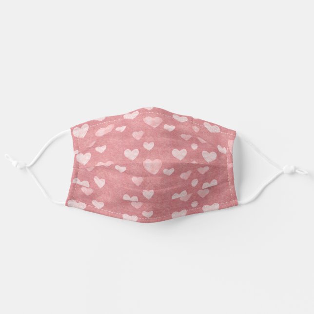 Cute Pink and White Heart Share Love, Not Virus Adult Cloth Face Mask (Front, Unfolded)