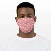 Cute Pink and White Heart Share Love, Not Virus Adult Cloth Face Mask (Worn)