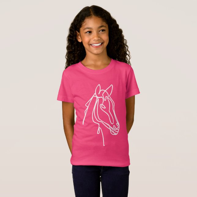 Cute pink and white horse t shirt for girl (Front Full)