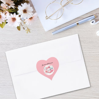 Cute Pink and White Macarons Personalized Heart Sticker