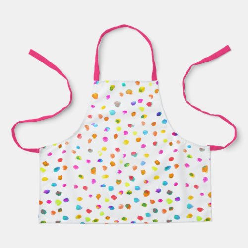 Cute pink and white polka dot art kids apron