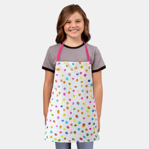 Cute pink and white polka dot art kids apron