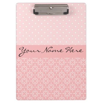 Cute Pink And White Polka Dots Clipboard by suchicandi at Zazzle