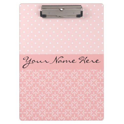 Cute Pink and White Polka Dots Clipboard