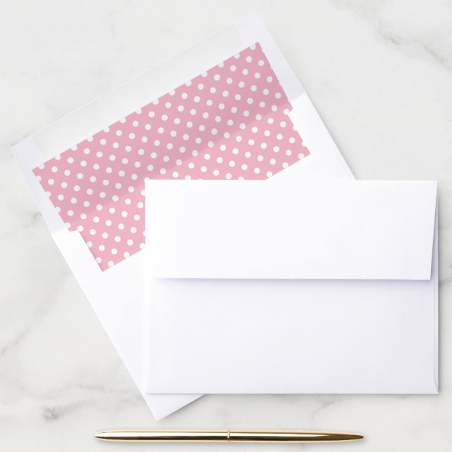 Cute pink and white polka dots pattern envelope liner (Desk)