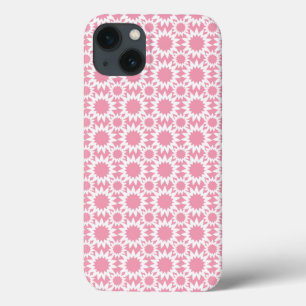 Cute Pink and White Star Flower Pattern iPhone 13 Case